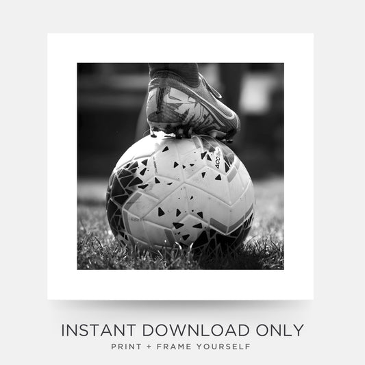 Soccer Poster in Black & White SQUARE Instant Download