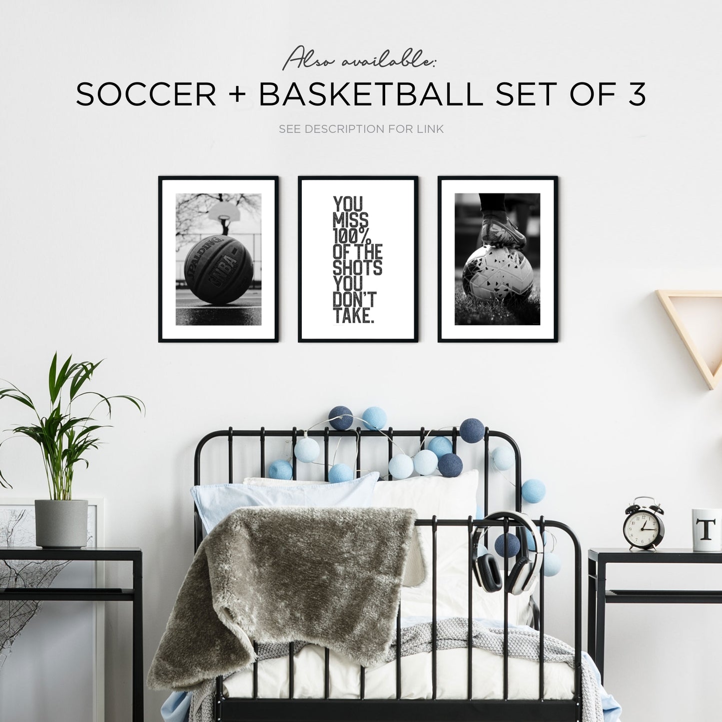 Basketball + Quotes Set of 3 in Black & White