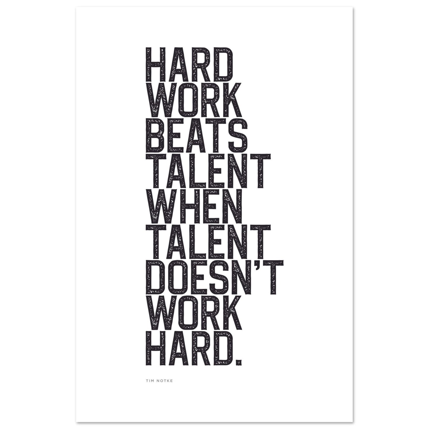 Hard Work Beats Talent Inspirational Sports Quote PRINTED Poster