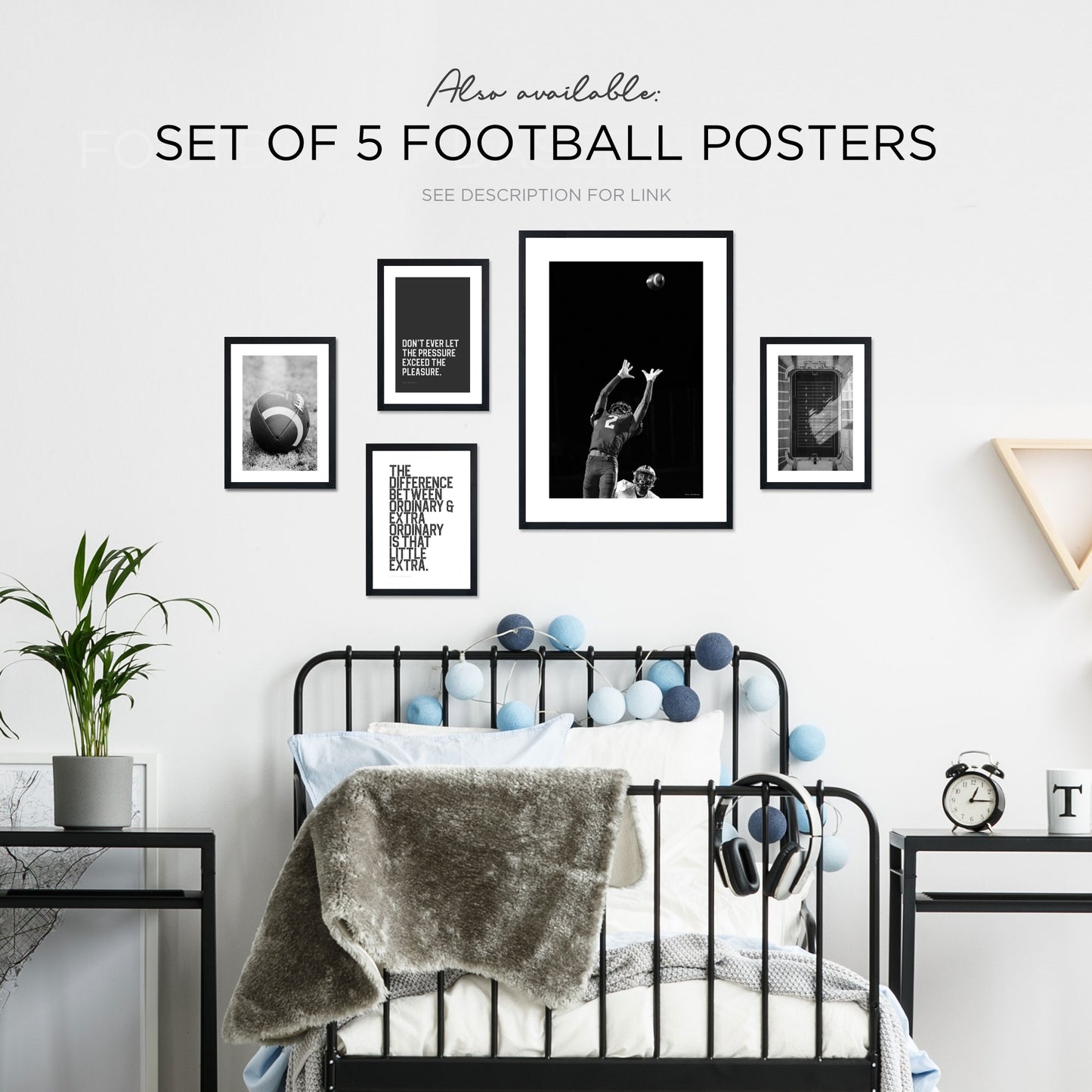 American Football DIGITAL Poster in Black & White