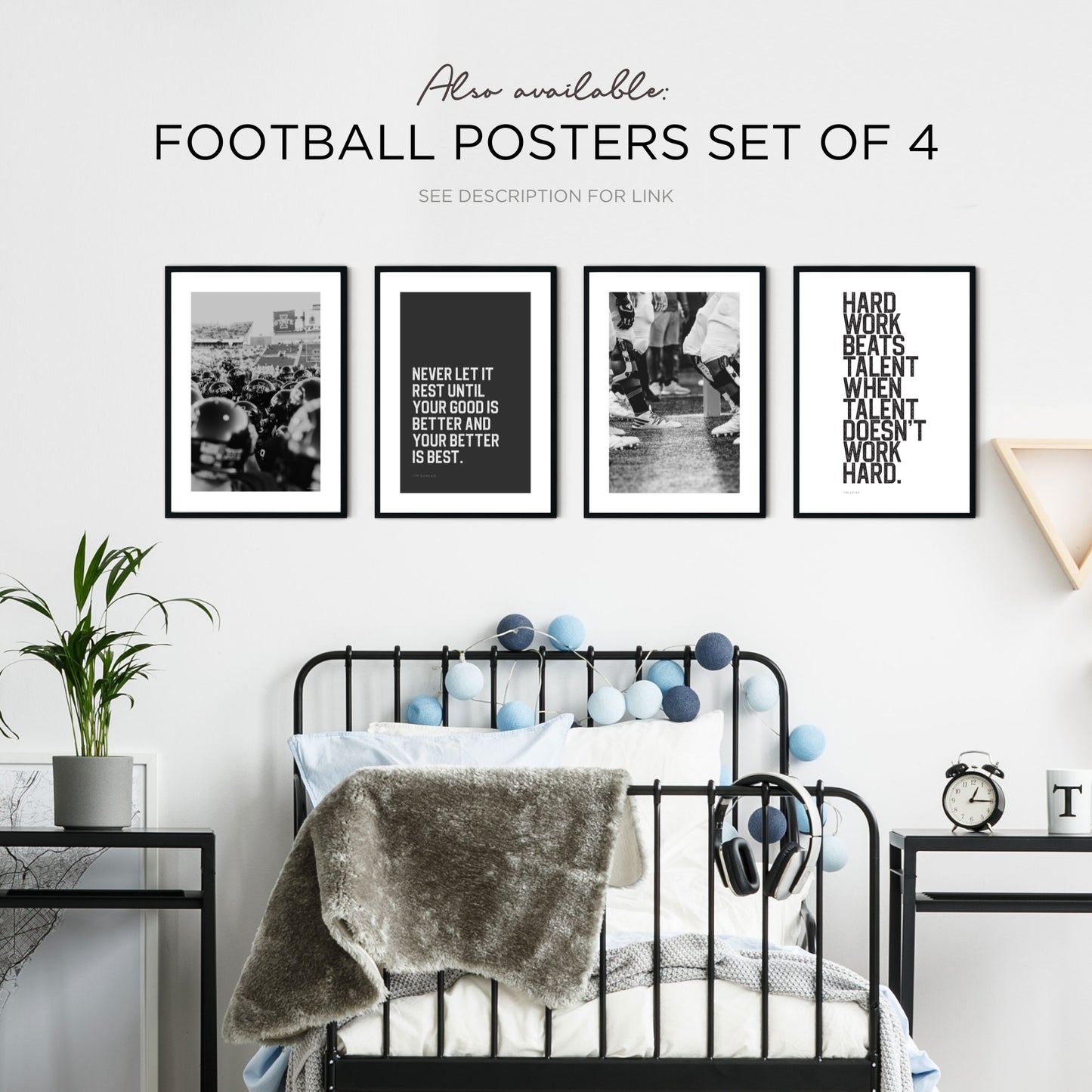 American Football DIGITAL Poster in Black & White