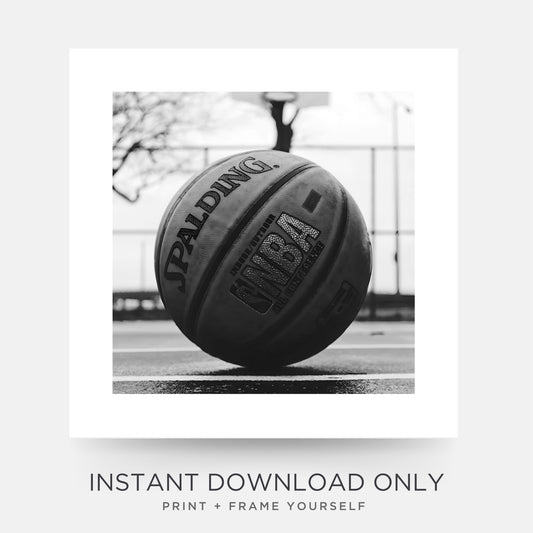 Basketball Poster in Black & White SQUARE Instant Download