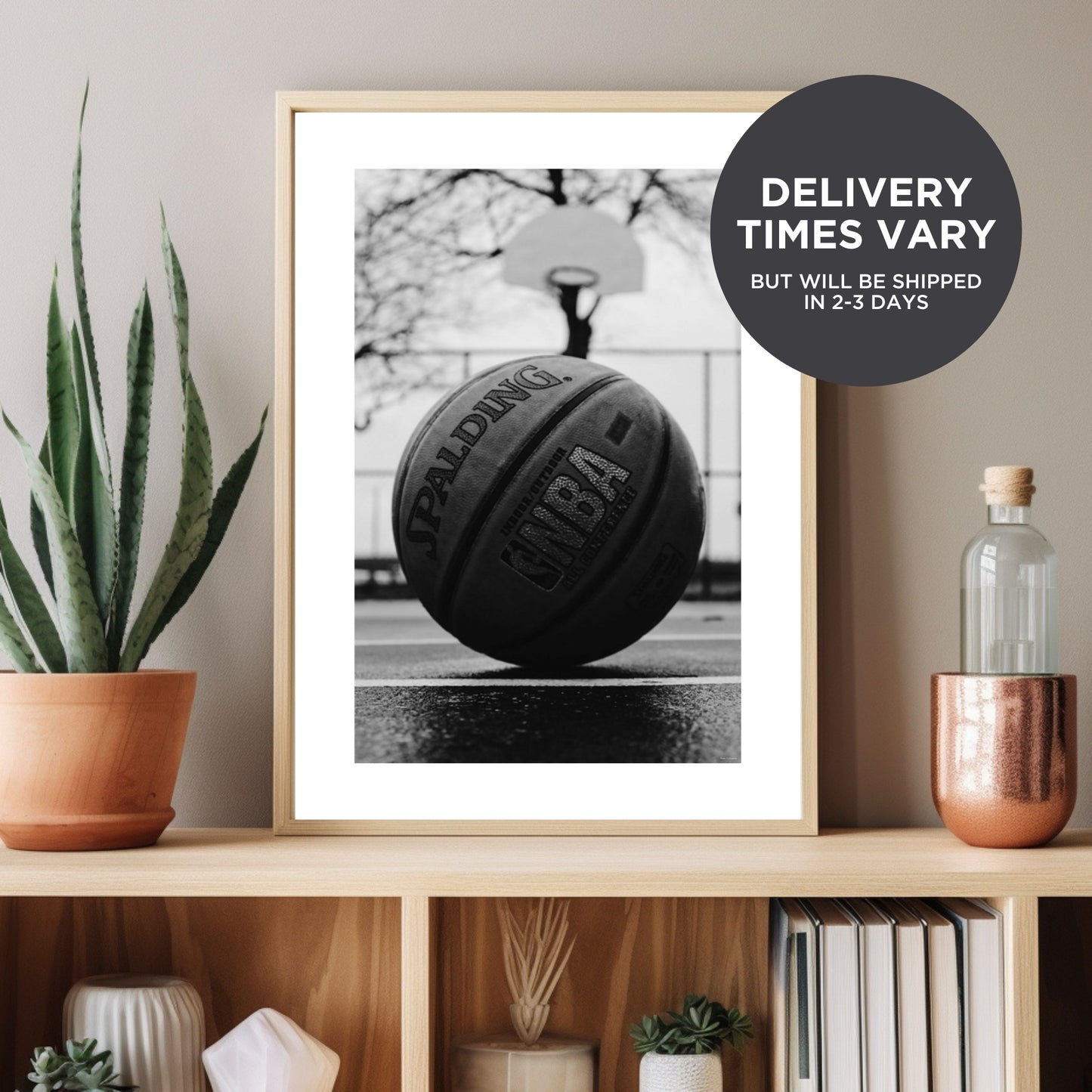 Basketball Sports Image in Black + White PRINTED Poster