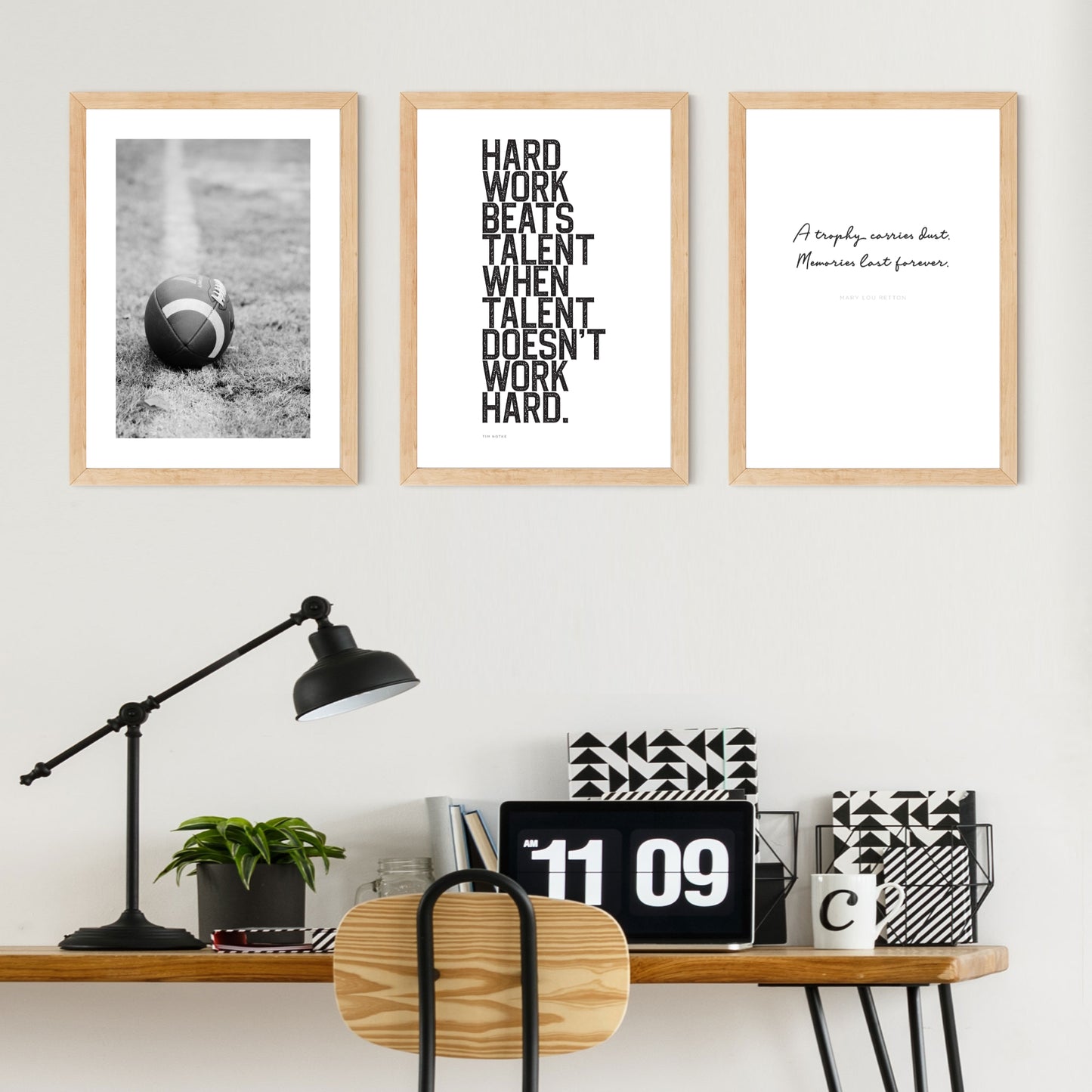 American Football Set of 3 DIGITAL Posters in Black & White