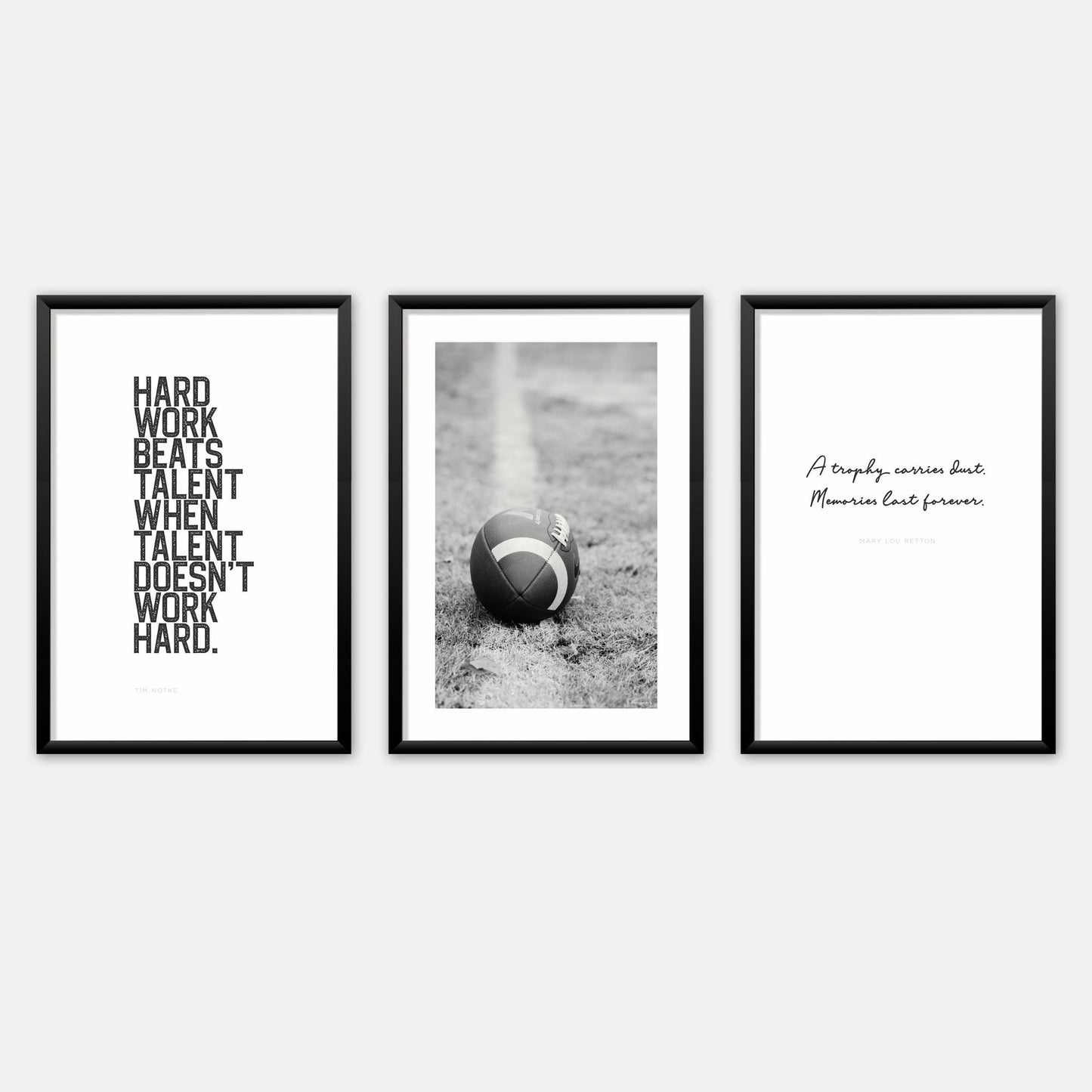 American Football Set of 3 DIGITAL Posters in Black & White