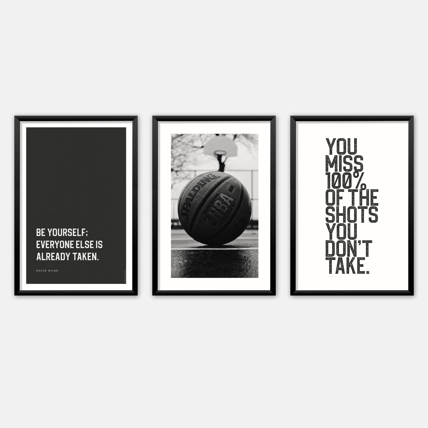 Basketball + Quotes Set of 3 in Black & White