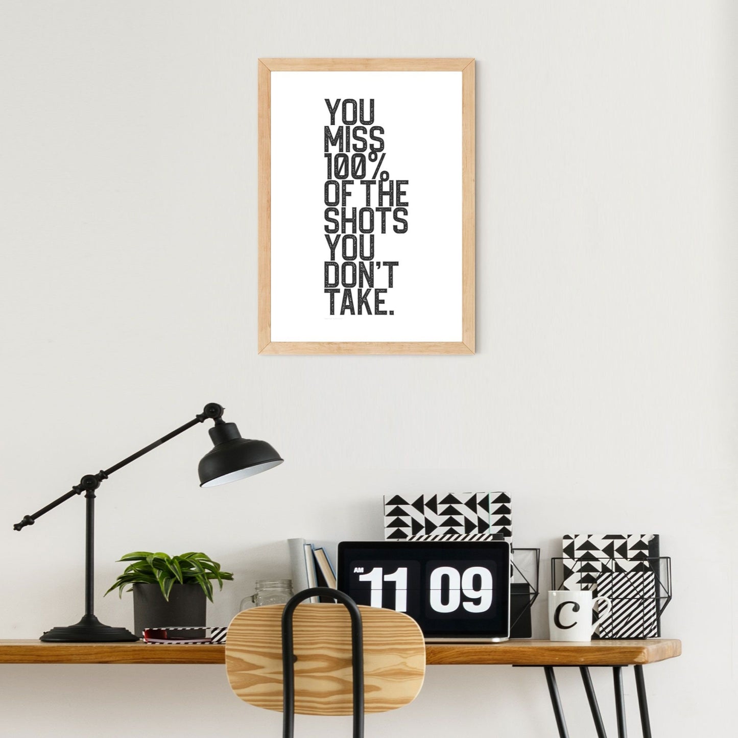 You miss 100% of the shots you don’t take. Inspirational Sports Quote Poster