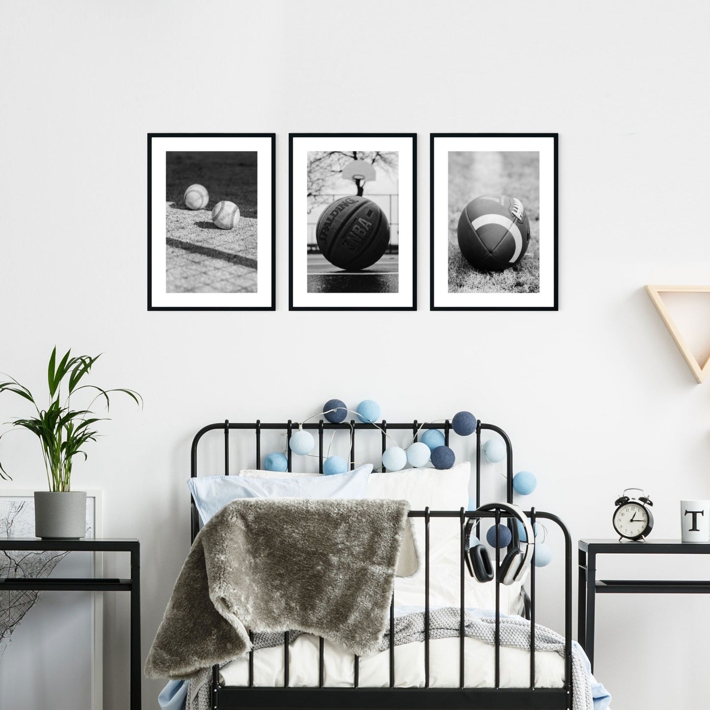 Baseball + Basketball + NFL Football Set of 3 DIGITAL Posters in Black & White