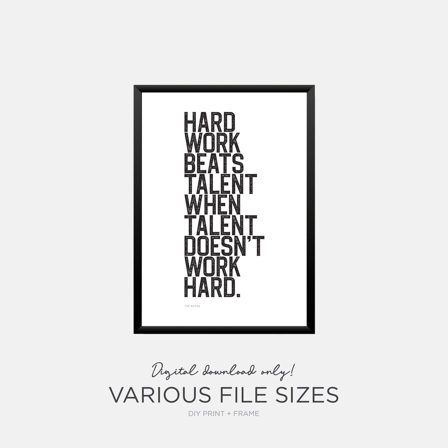 Famous inspirational sports quote printable poster in black & white for teen dorm room wall art or games room wall decor