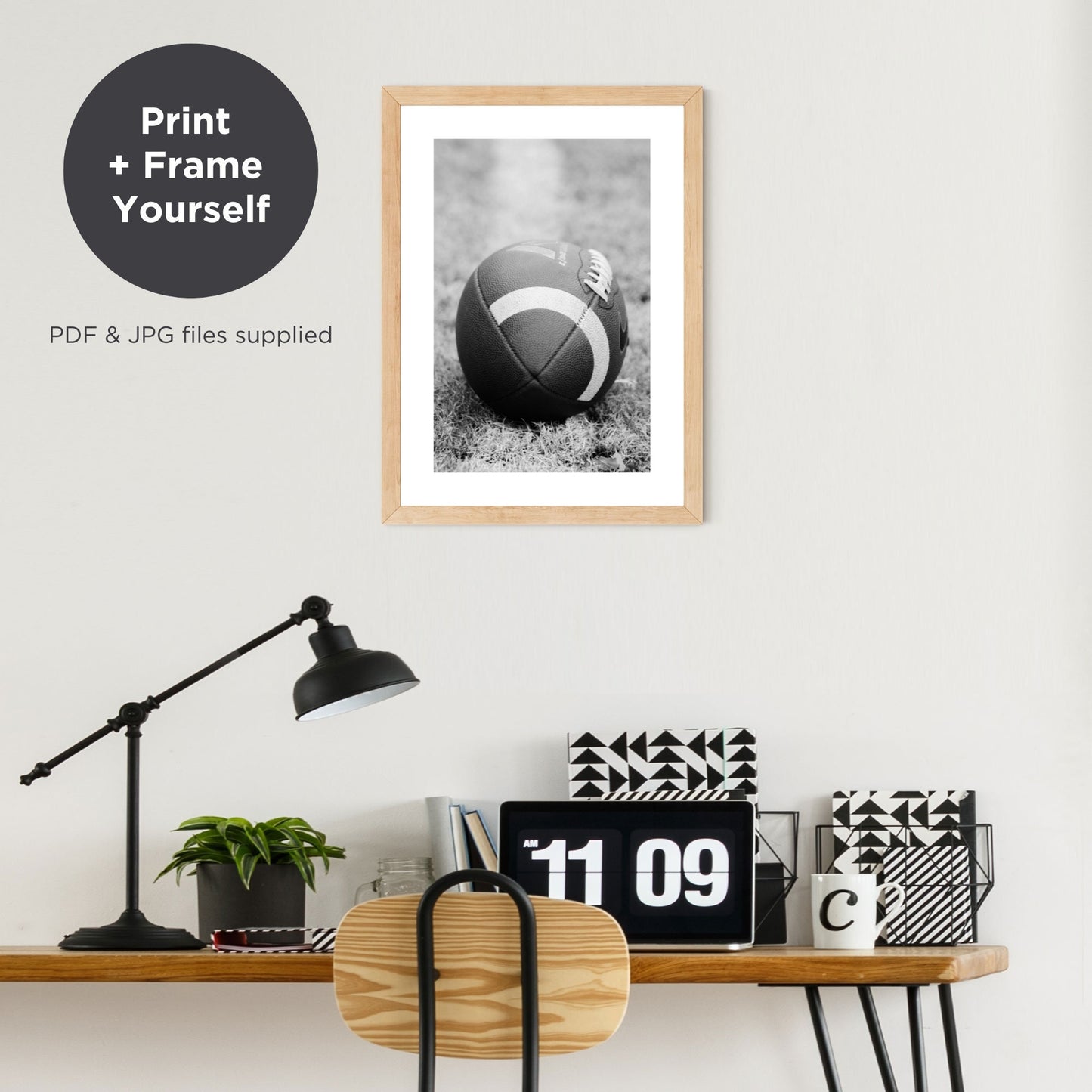 American Football DIGITAL Poster in Black & White